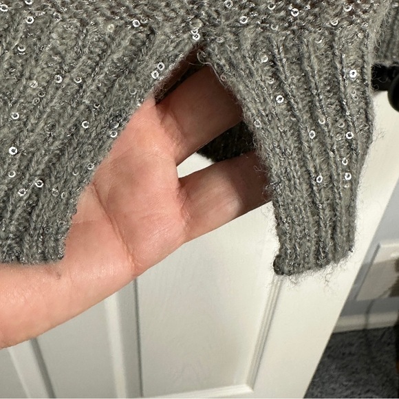 Ann Taylor size XL gray sparkly open weave sweater, lightweight, date night - Picture 10 of 10